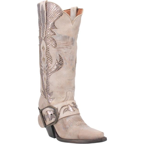 Dan Post Off White Sydney 15 inch Women's Snip Toe Western Boots DP4204