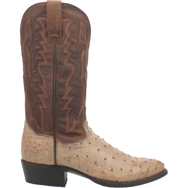 Dan Post Sand Pershing Men's 13 Inch R Medium Round Toe Ostrich Western Boots DP3095