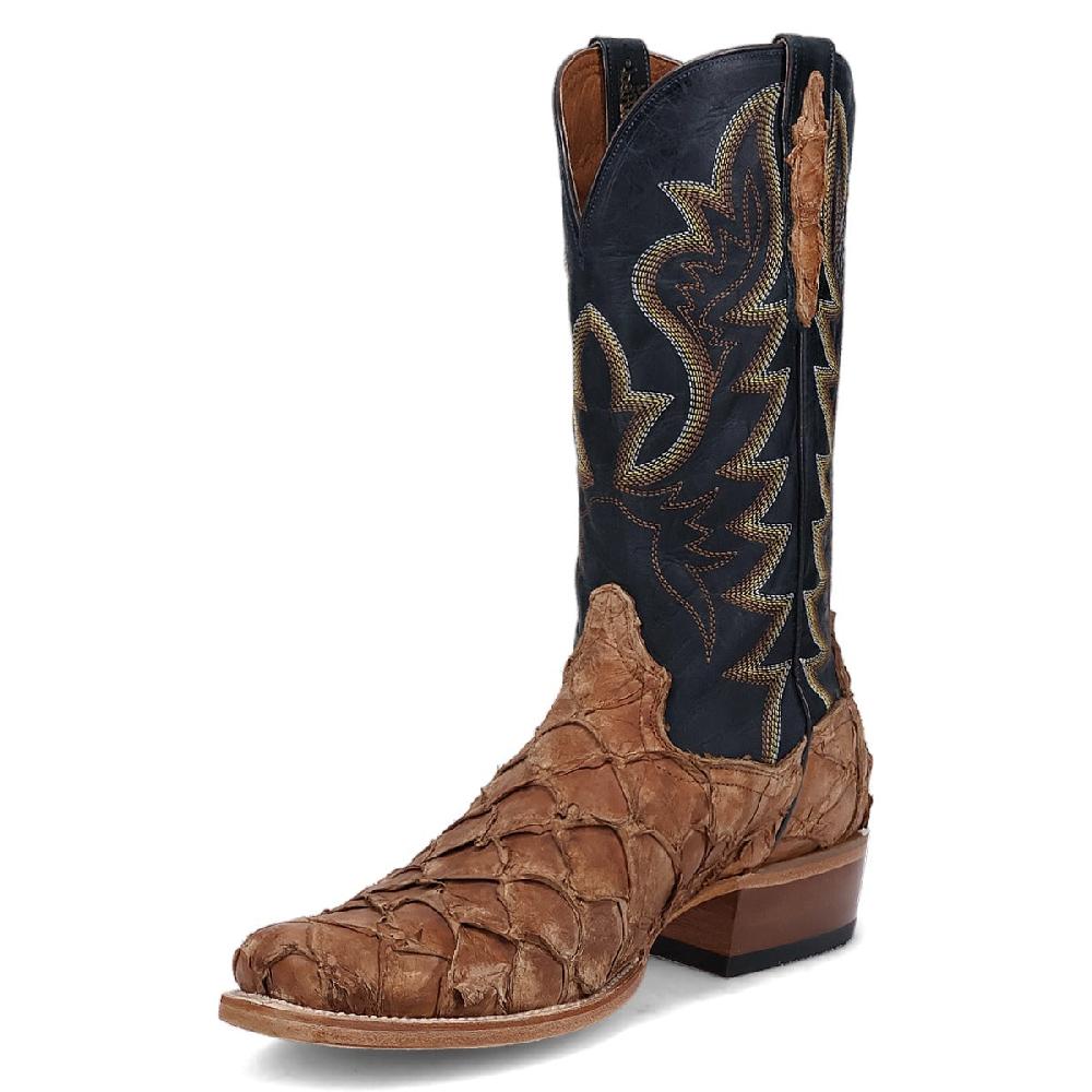 Dan Post Tan/Dark Blue Riggs Pirarucu 13 Inch Shaft Cutter Toe Men's Boots DP5021