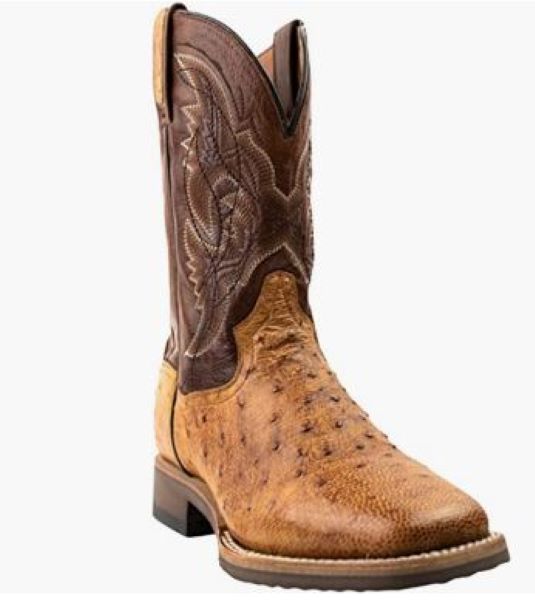 Dan Post Tan Saddle Hand Quill Ostrich Broad Square Toe Mens Western Boots DPP5712