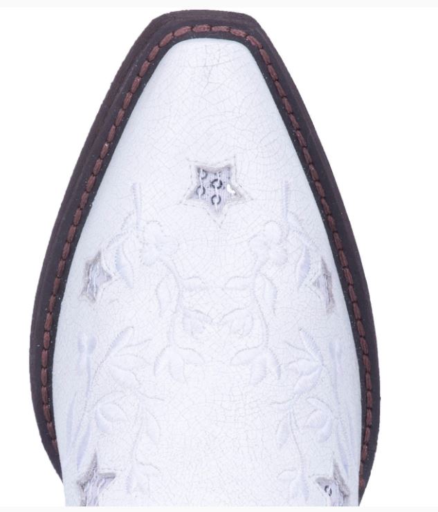 Dan Post White Lucky Star Womens Snip Toe Western Wedding Boot 52111