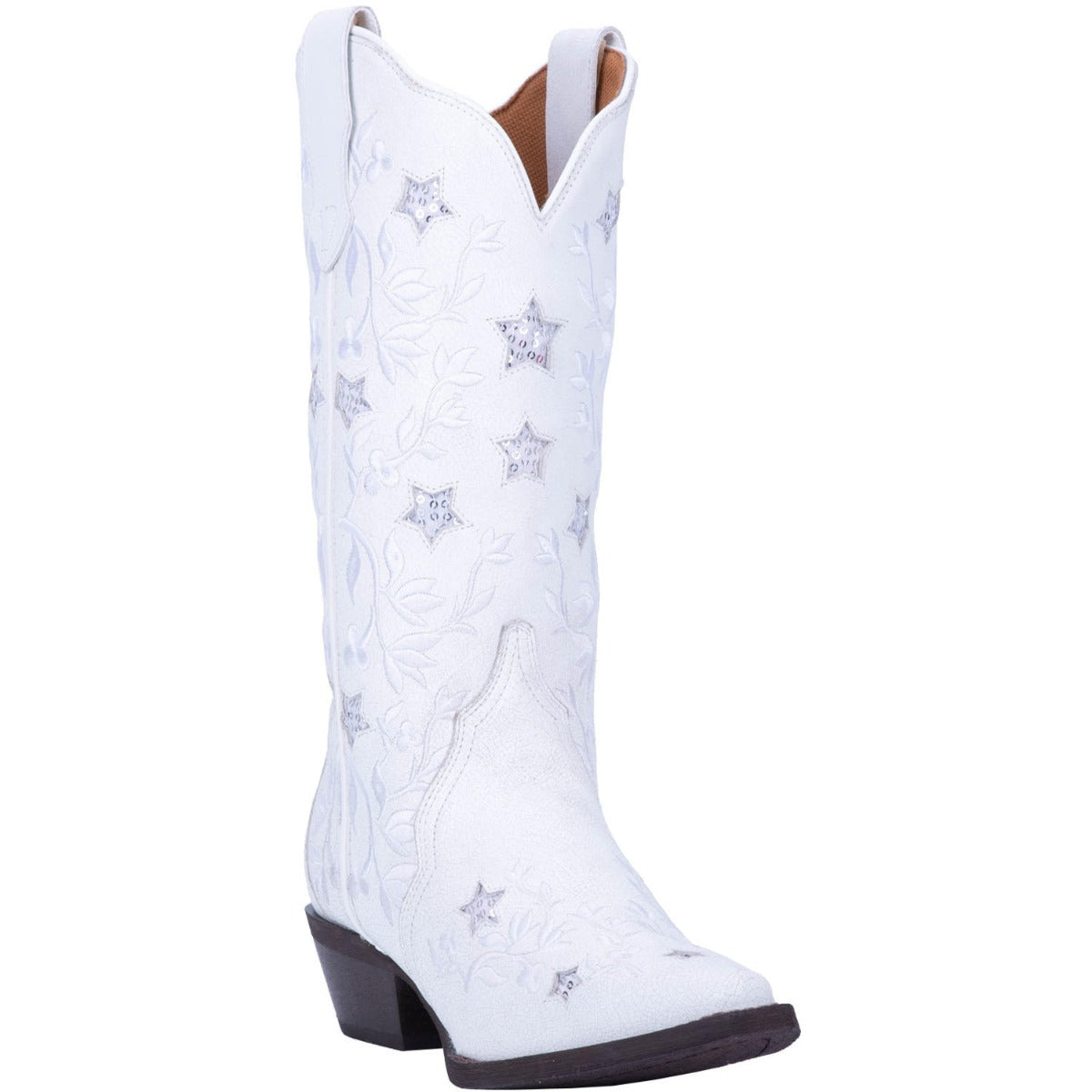 Dan Post White Lucky Star Womens Snip Toe Western Wedding Boot 52111