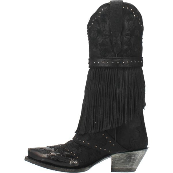 Danpost Black Bed Of Roses Womens Western Boots DP4047