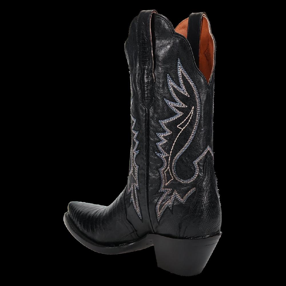 DanPost Black/Black Celine Women's 11 Inch Snip Toe Lizard Boots DP5100