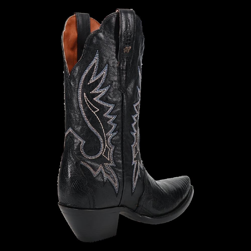 DanPost Black/Black Celine Women's 11 Inch Snip Toe Lizard Boots DP5100