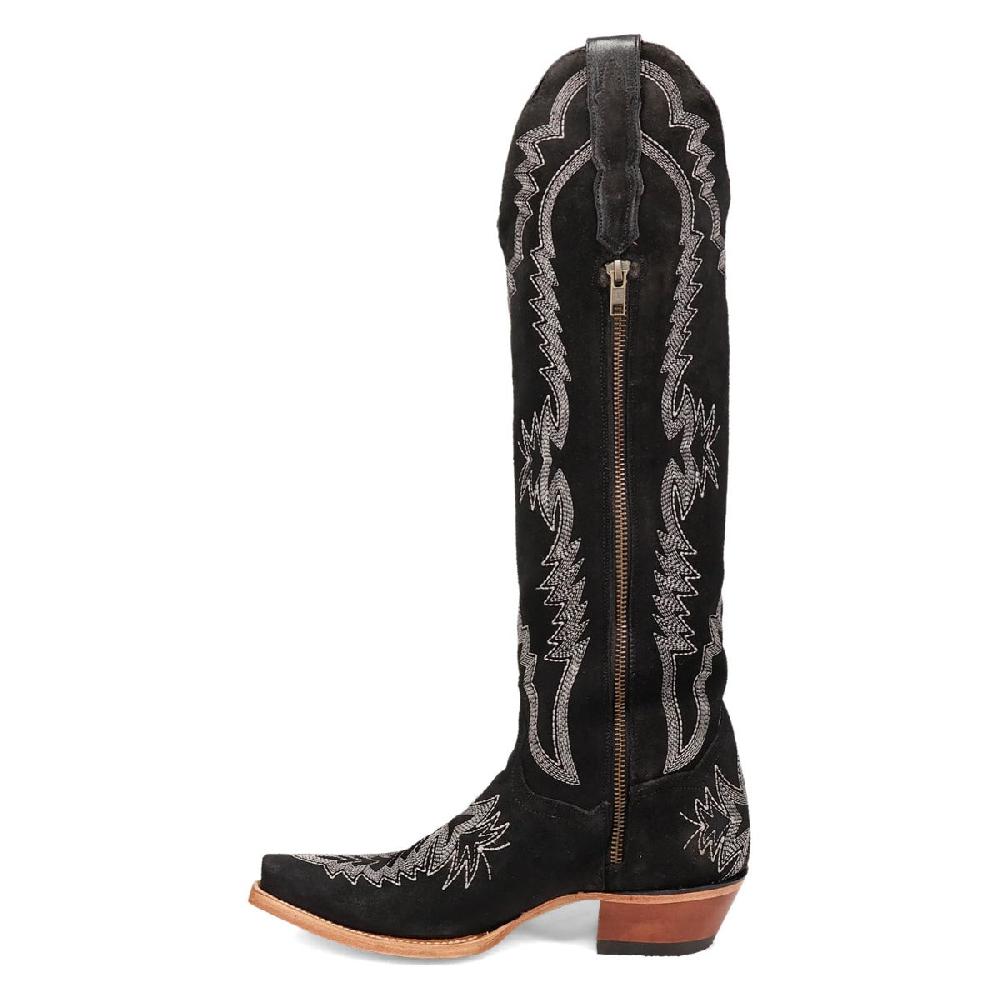 DanPost Black Suede Marlowe 18 Inch Women's Snip Toe Leather Boots DP5110