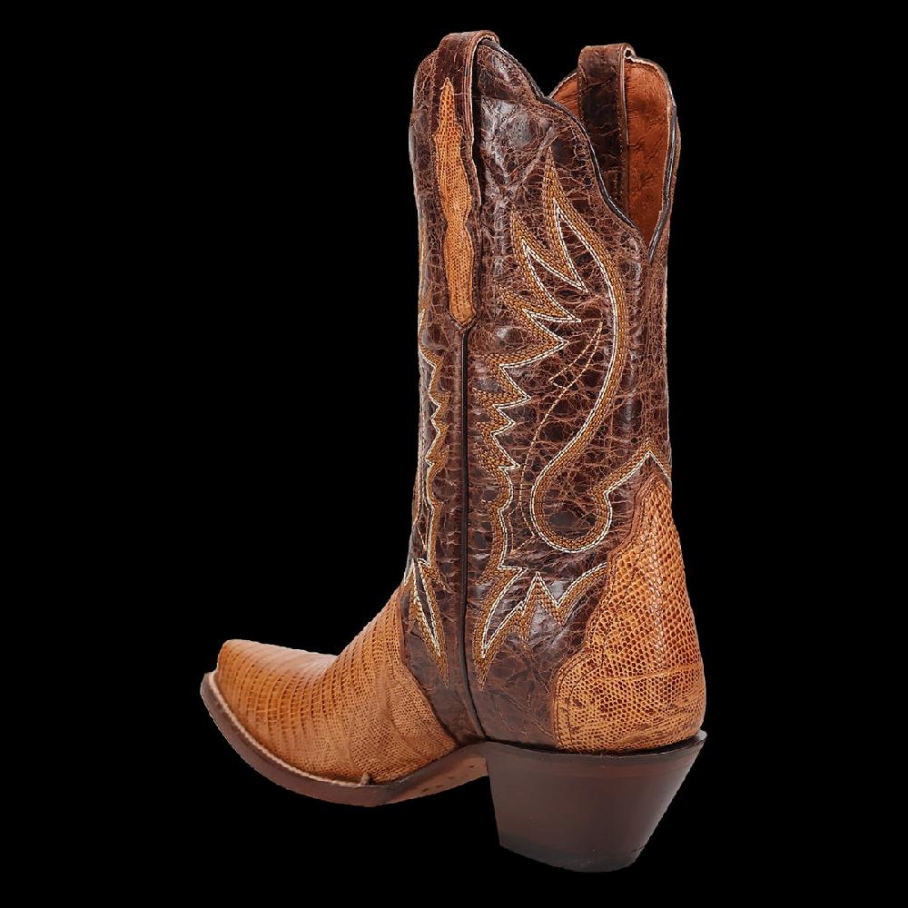 DanPost Tan/Brown Celine Women's 11 Inch Snip Toe Lizard Boots DP5103