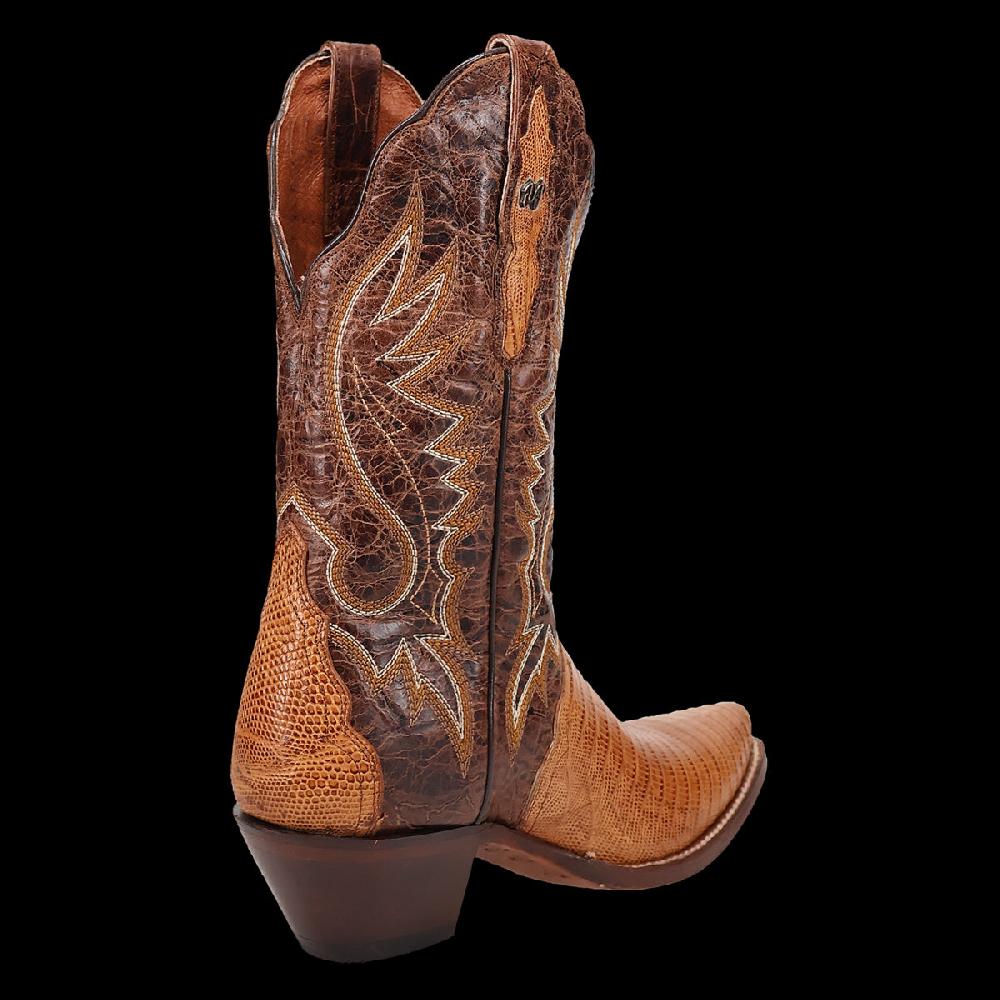 DanPost Tan/Brown Celine Women's 11 Inch Snip Toe Lizard Boots DP5103