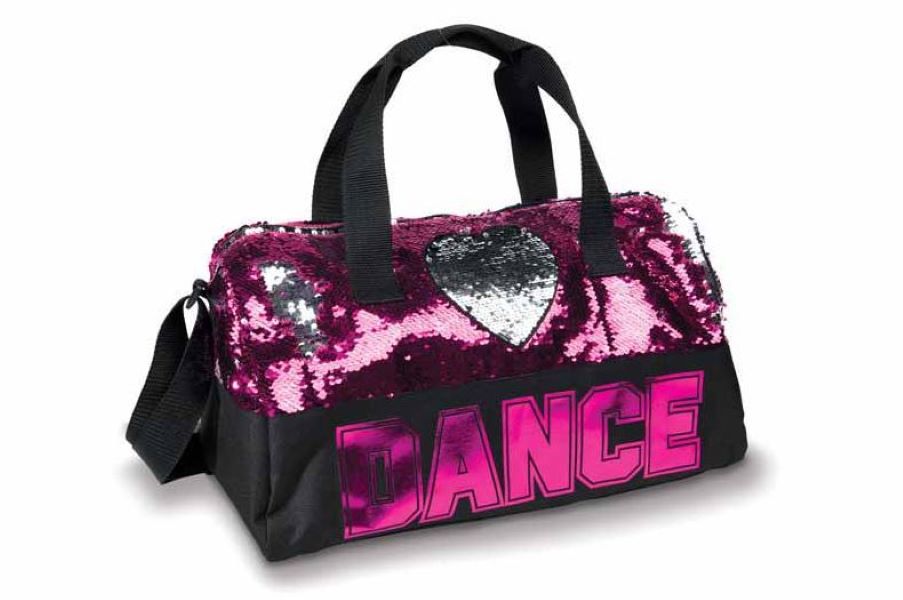 DansBags by Danshuz Pink Sequin Dance Heart Girls Duffle Bag B842