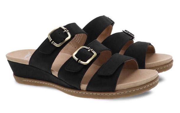 Dansko Allyson Black Milled Nubuck Womens Slide On Sandals 1530-470300