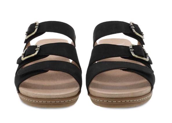 Dansko Allyson Black Milled Nubuck Womens Slide On Sandals 1530-470300