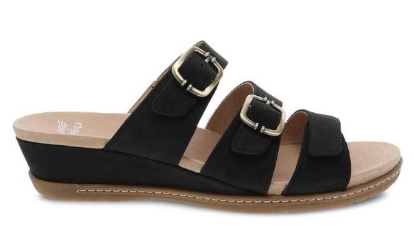 Dansko Allyson Black Milled Nubuck Womens Slide On Sandals 1530-470300