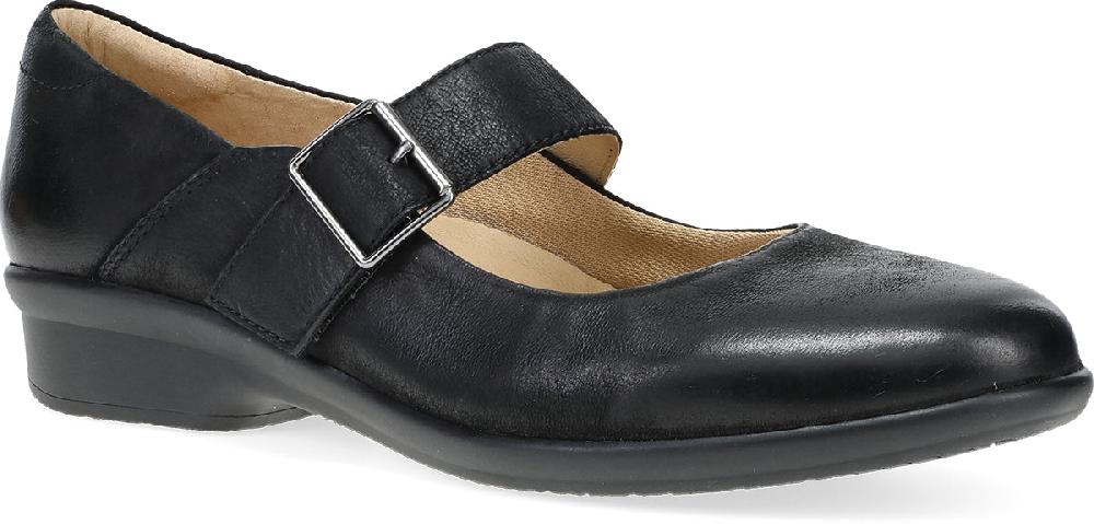 Dansko Black Burnished Nubuck Collette Wide Width Women's Mary Jane Shoes 10503-020200