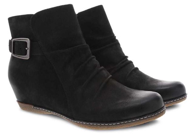 Dansko Black Burnished Nubuck Lia Womens Short Boots 6908-101200