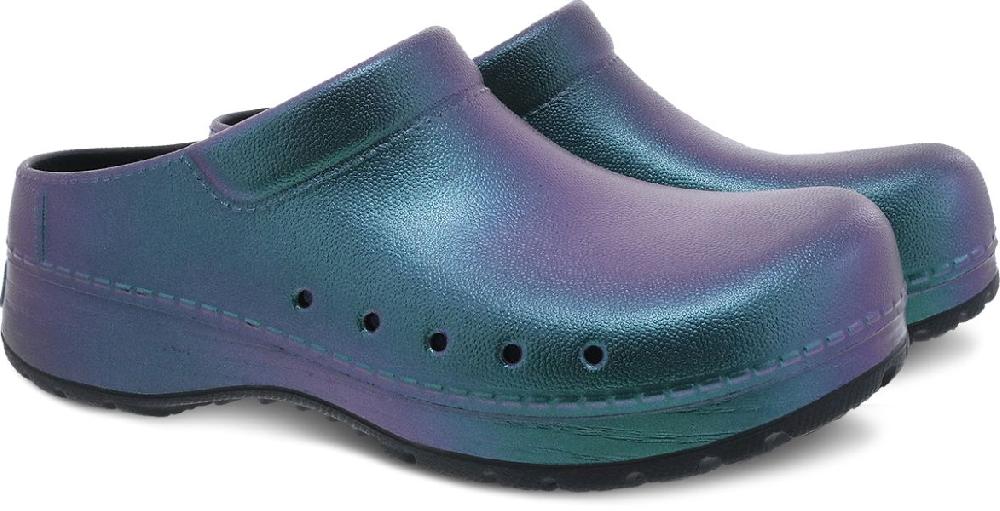 Dansko Black Iridescent Kane Molded Womens Clog Shoes 4145-110200