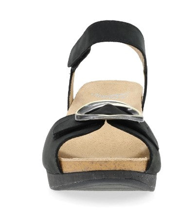 Dansko Black Milled Nubuck Stella Women's Wedge Sandals 10003-100200