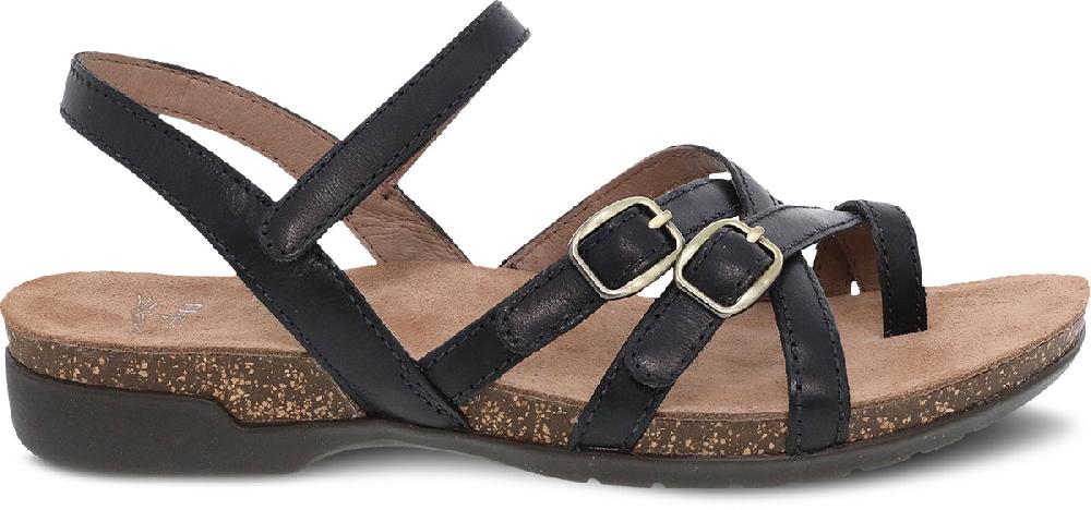 Dansko Black Waxy Burnished Roslyn Women's Sandals 6029-475300