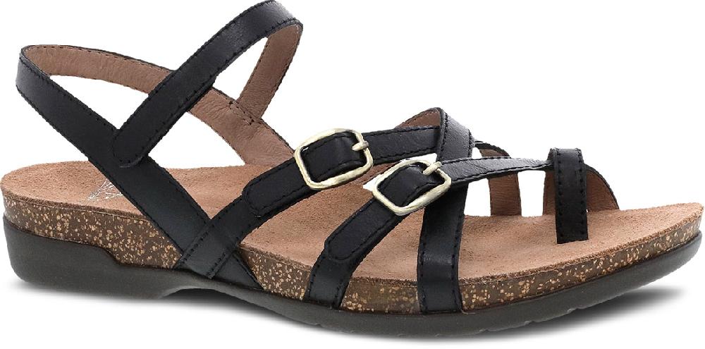 Dansko Black Waxy Burnished Roslyn Women's Sandals 6029-475300