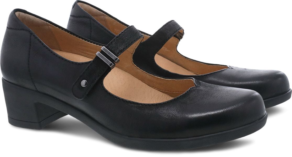 Dansko Callista Black Burnished Nubuck Womens Mary Jane Shoes 3215-100200