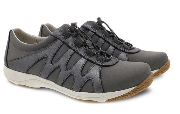 Dansko Charcoal Metallic Suede Harlie Womens Comfort Shoes 4851-970397