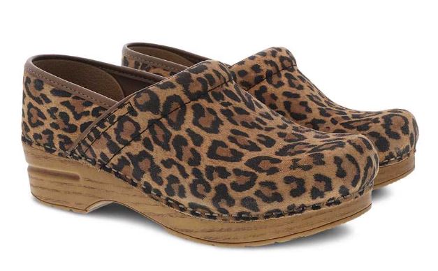 Dansko Leopard Professional Suede Womens Comfort Clogs 106-081212