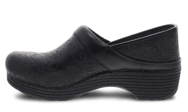 Dansko LT Pro Black Floral Tooled Womens Comfort Clogs 5200-360202