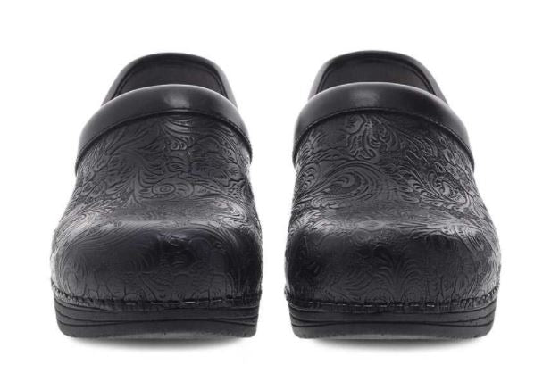 Dansko LT Pro Black Floral Tooled Womens Comfort Clogs 5200-360202