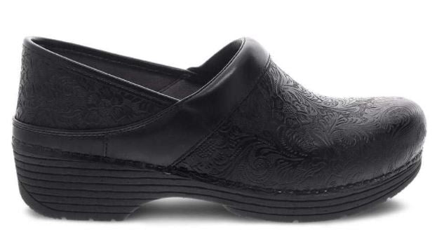Dansko LT Pro Black Floral Tooled Womens Comfort Clogs 5200-360202