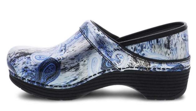 Dansko LT Pro Silver/Blue Paisley Patent Womens Comfort Clogs 5200-950202