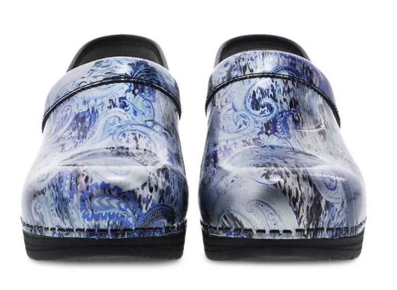 Dansko LT Pro Silver/Blue Paisley Patent Womens Comfort Clogs 5200-950202