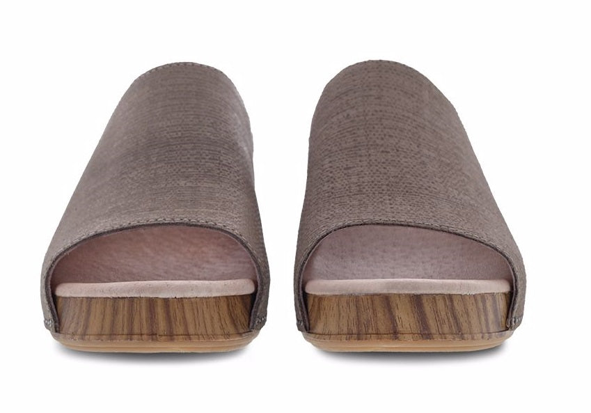 Dansko Maci Taupe Textured Leather Womens Slide On Sandals 3622-161500