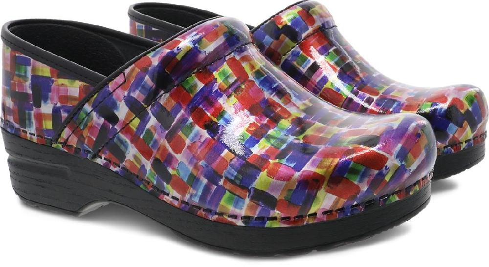Dansko Professional Color Block Patent Womens Clog Shoes 706-420202