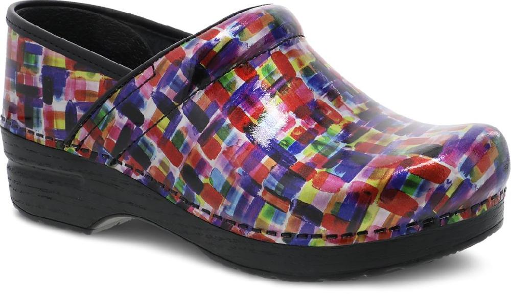 Dansko Professional Color Block Patent Womens Clog Shoes 706-420202
