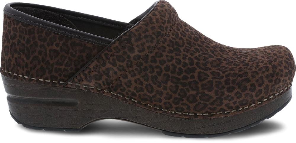 Dansko Professional Mini Leopard Suede Womens Clog Shoes 106-567878