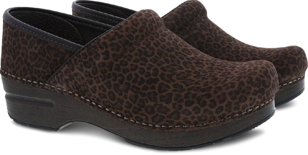 Dansko Professional Mini Leopard Suede Womens Clog Shoes 106-567878