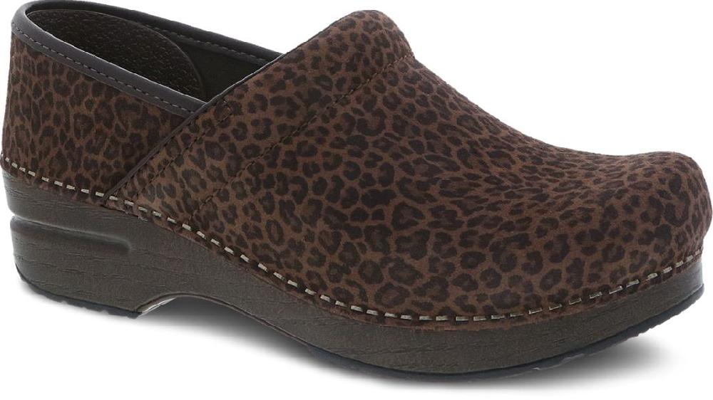 Dansko Professional Mini Leopard Suede Womens Clog Shoes 106-567878