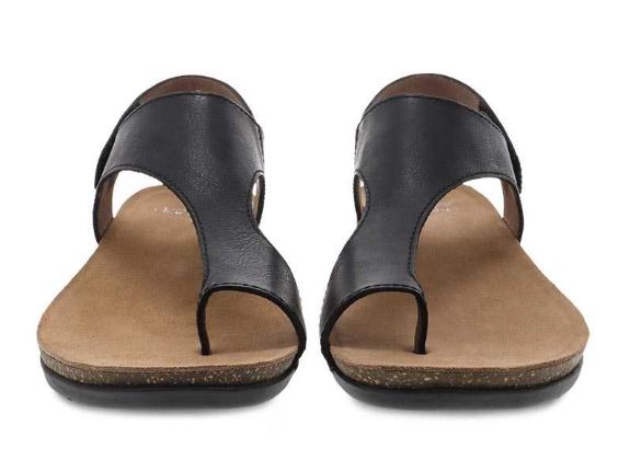 Dansko Reece Black Waxy Burnished Womens Casual Leather Sandals 6024-470200