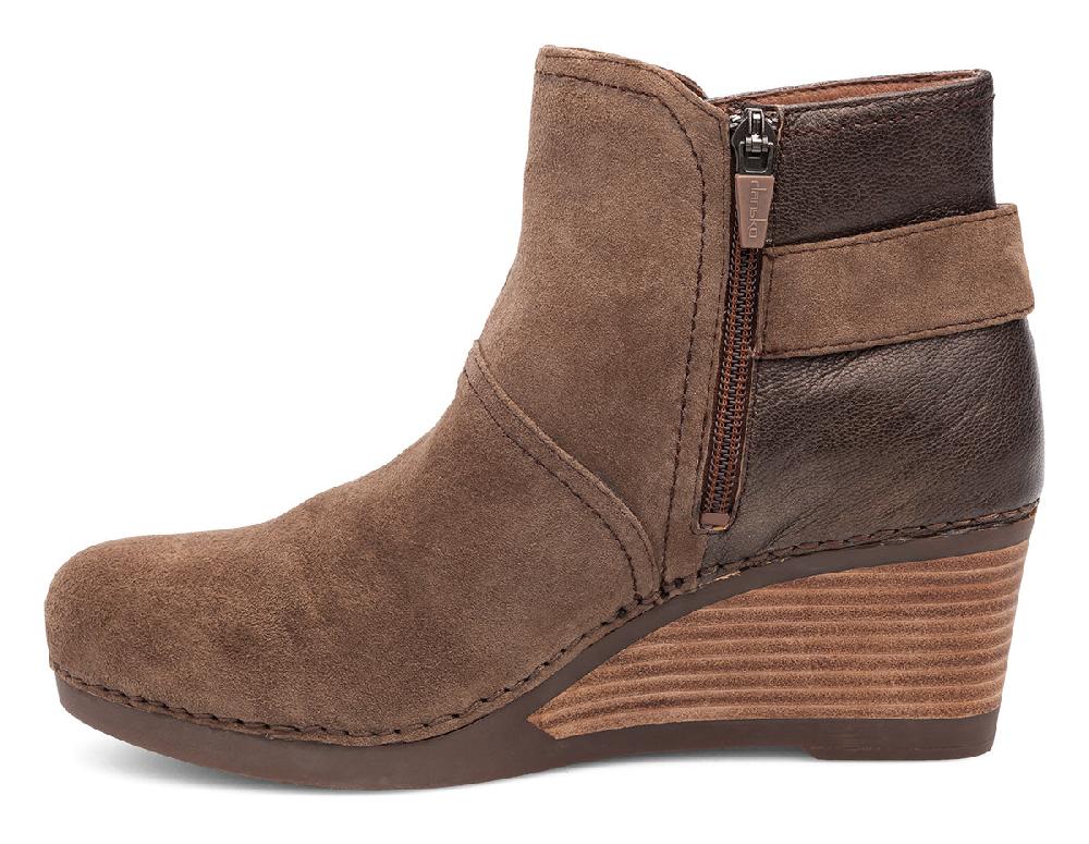 Dansko Shirley Taupe Suede Leather Womens Wedge Heel Boots 1252-151200
