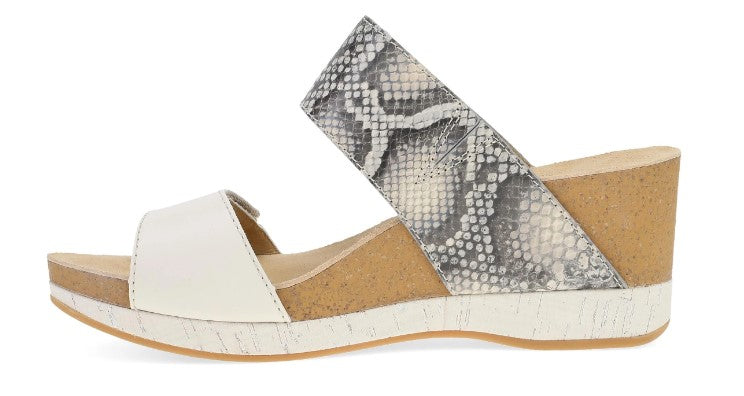 Dansko Snake Ivory Leather Shannon Women's Wedge Sandals 10001-640300