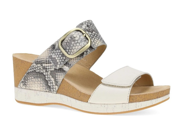 Dansko Snake Ivory Leather Shannon Women's Wedge Sandals 10001-640300