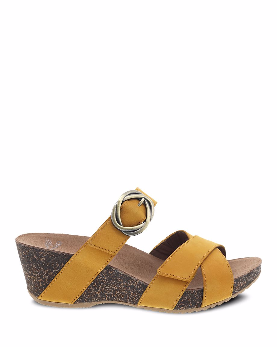 Dansko Susie Mango Milled Nubuck Comfort Slide On Womens Wedge Sandals 3420-460300