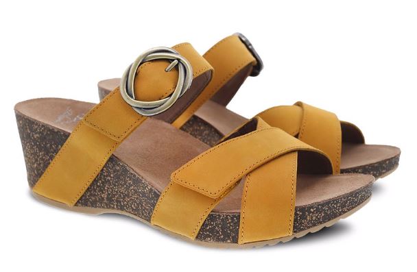 Dansko Susie Mango Milled Nubuck Comfort Slide On Womens Wedge Sandals 3420-460300