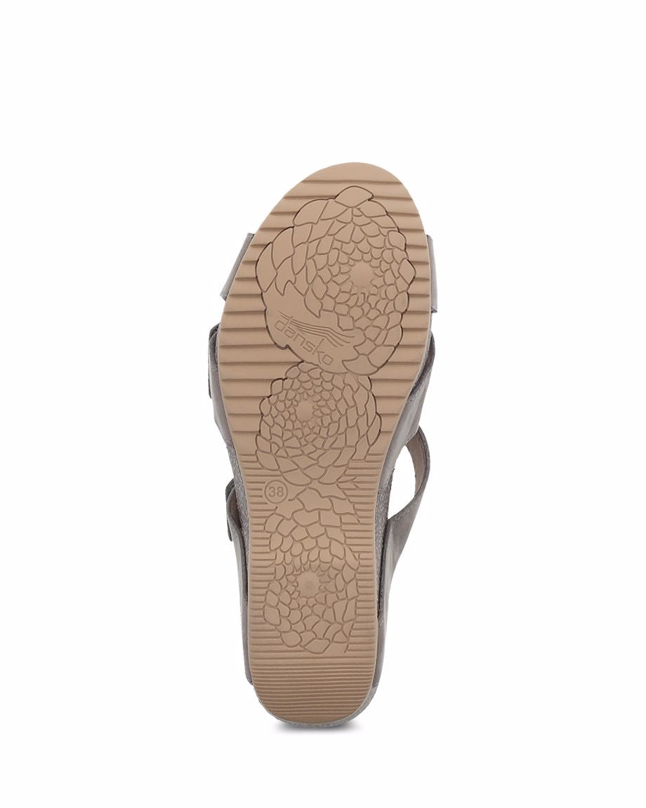 Dansko Susie Taupe Milled Nubuck Comfort Slide On Womens Wedge Sandals 3420-160600
