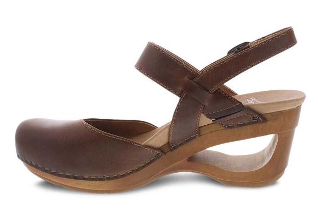 Dansko Taci Tan Waxy Calf Womens Comfort Wedge Sandals 3413-371500