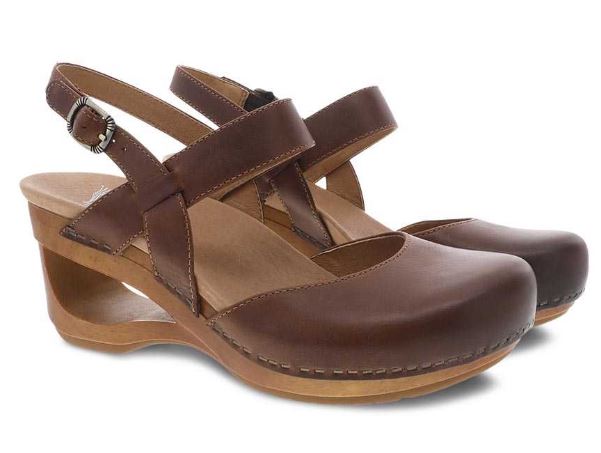 Dansko Taci Tan Waxy Calf Womens Comfort Wedge Sandals 3413-371500