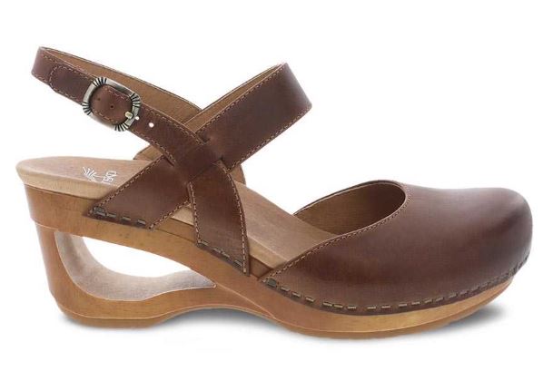 Dansko Taci Tan Waxy Calf Womens Comfort Wedge Sandals 3413-371500