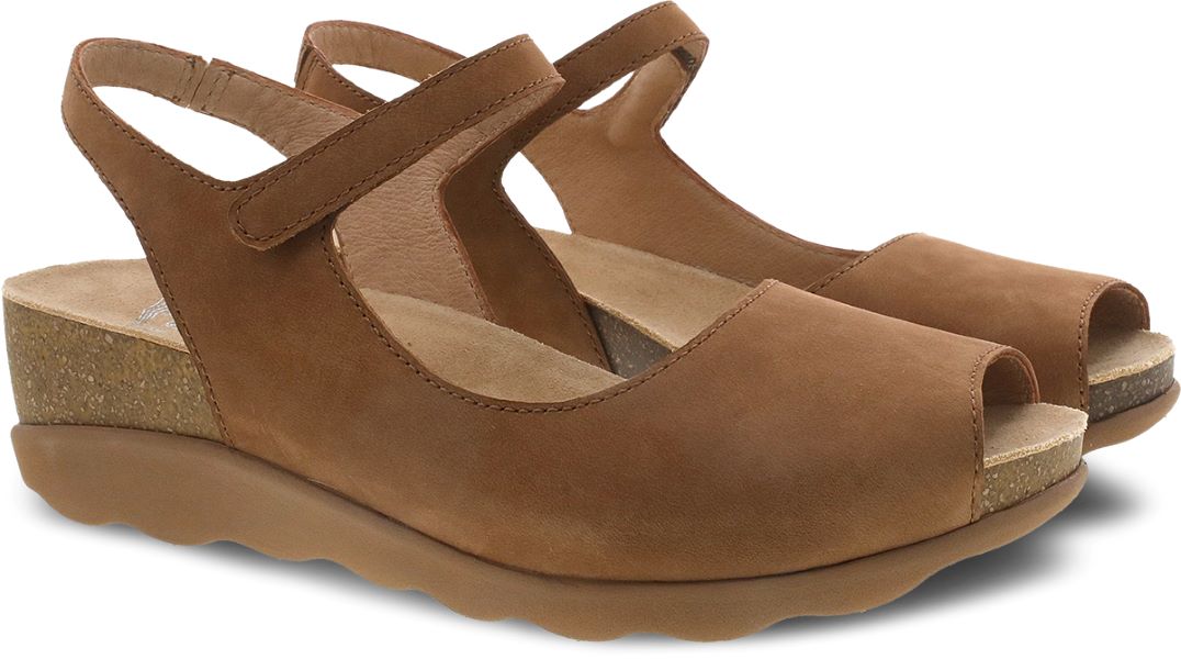 Dansko Tan Marcy Milled Nubuck Wedge Women's Sandals 1511-151500