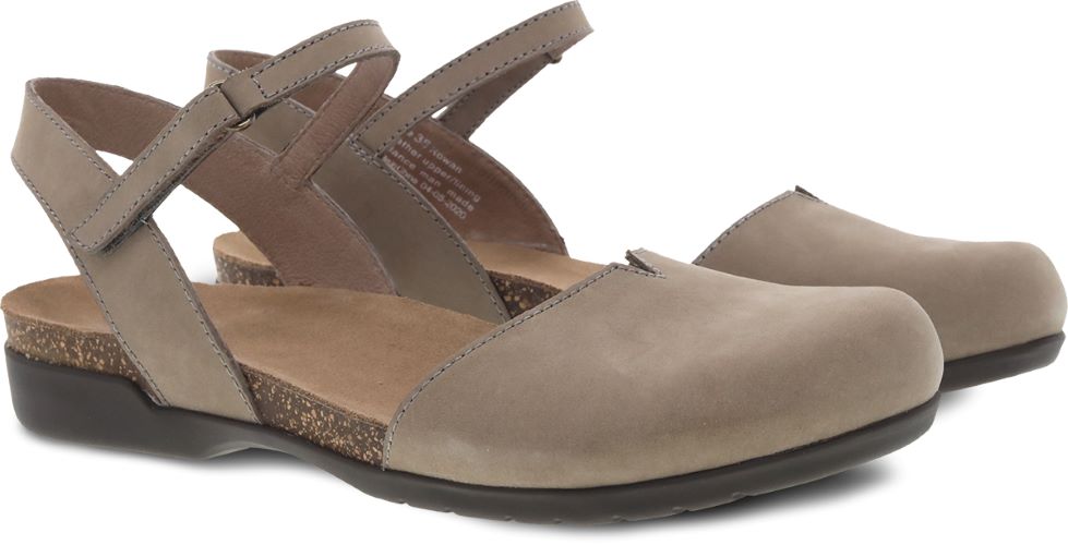 Dansko Taupe Rowan Milled Nubuck Womens Sandals 6025-165300