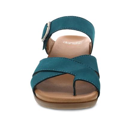 Dansko Teal Nubuck Aubree Womens Open Back Wedge Comfort Sandals 1612-191200