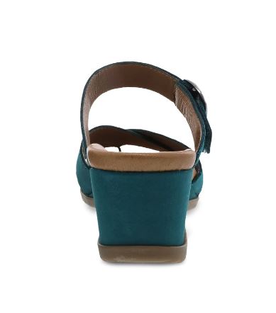 Dansko Teal Nubuck Aubree Womens Open Back Wedge Comfort Sandals 1612-191200